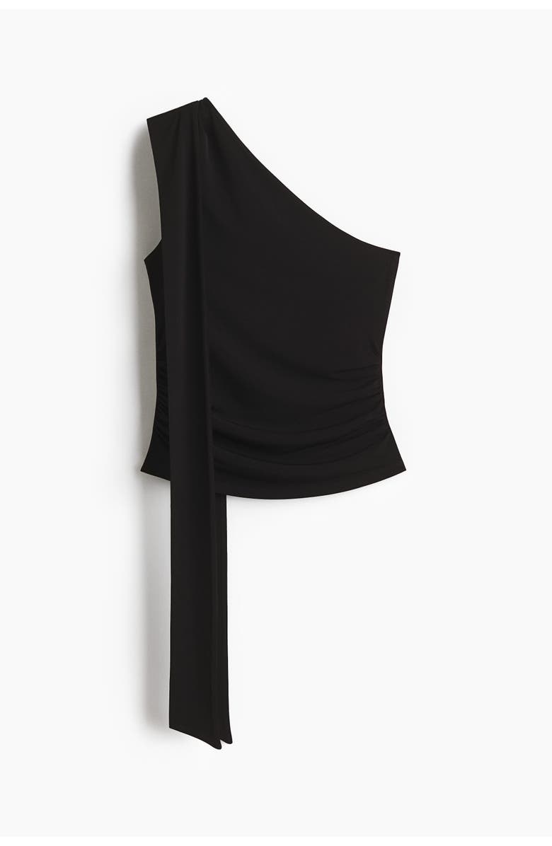 H&M Draped One-shoulder Top, Main, color, Black