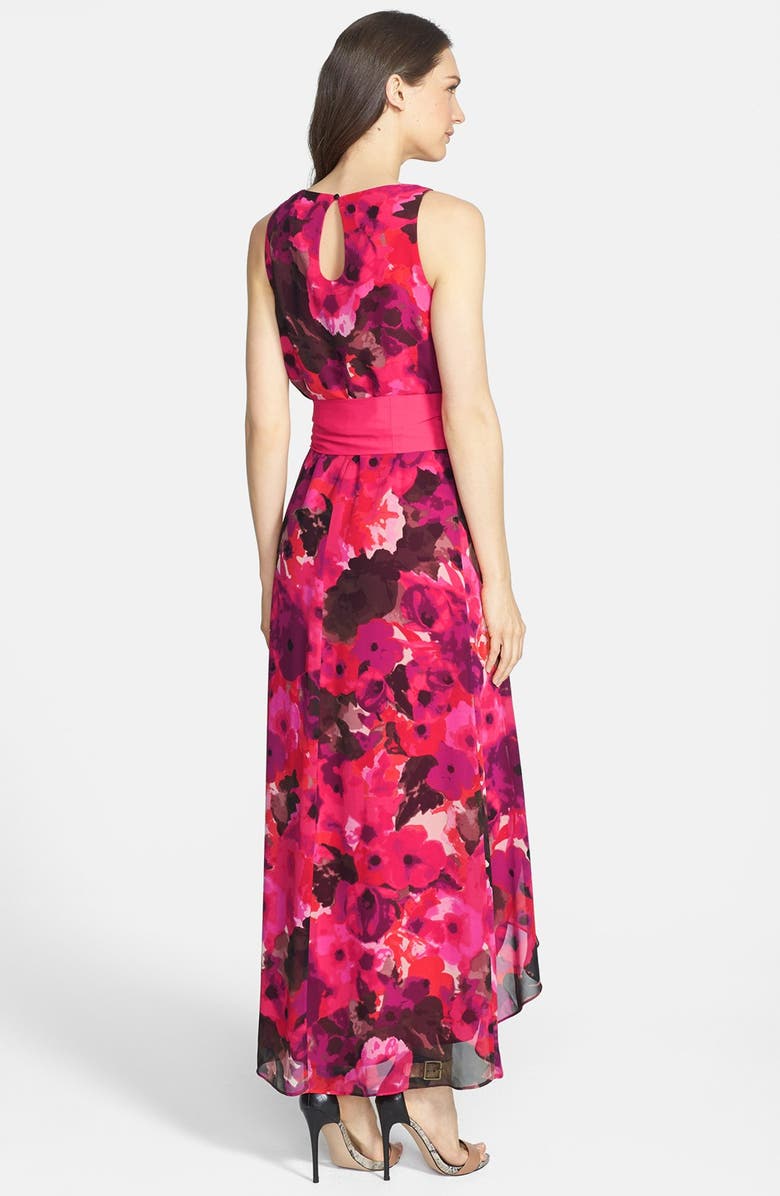 Eliza J Print High/Low Chiffon Dress, Alternate, color, 