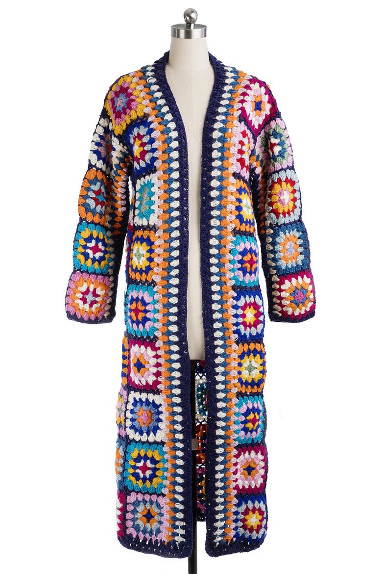 Crochet Wool Cardigan, Alternate, color, NAVY