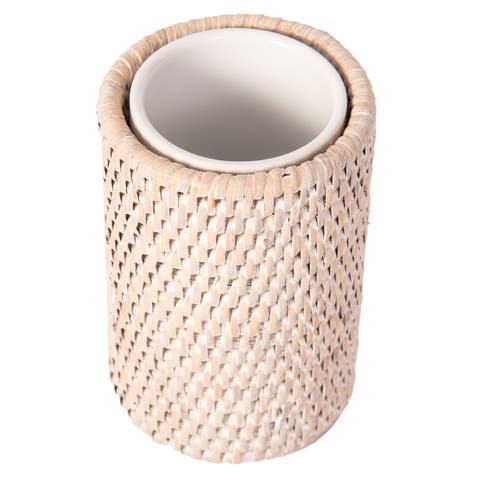 Artifacts Rattan Rattan Round Tumbler with Ceramic Insert