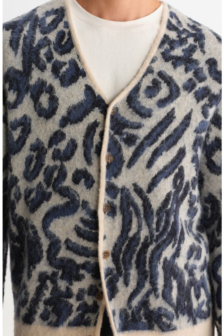 Alban Abstract Animal Cardigan, Alternate, color, ECRU / NAVY