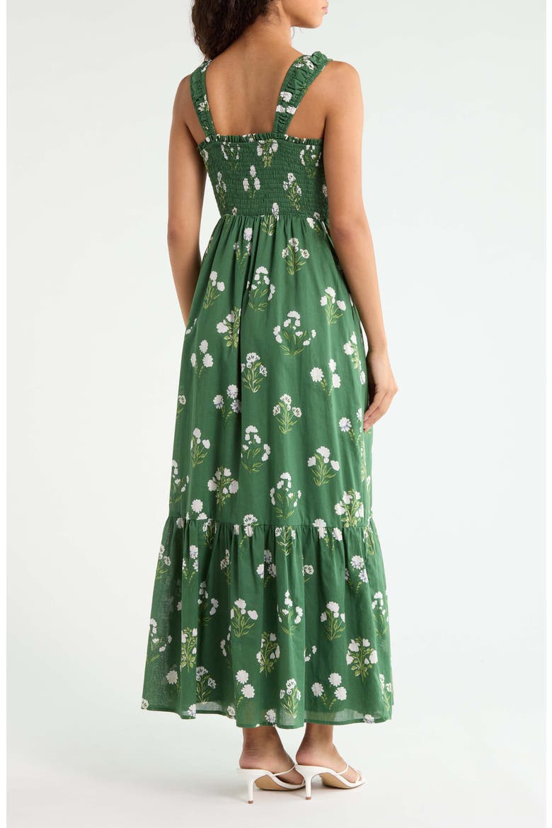 Kestrel Placed Floral Cotton Maxi Sundress, Alternate, color, CREAM-GREEN