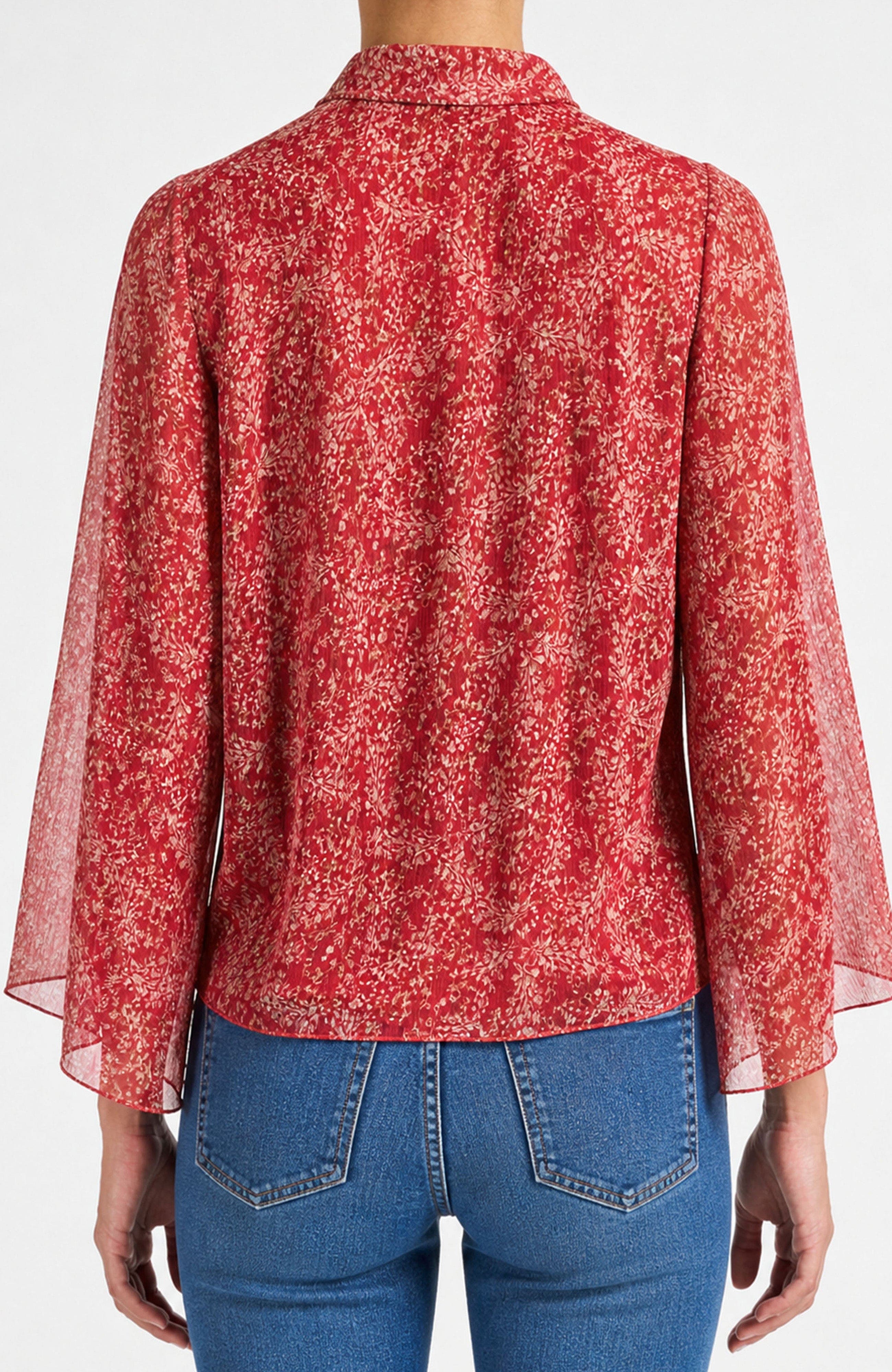 Lena Tie Neck Blouse in Printed Georgette - image 2