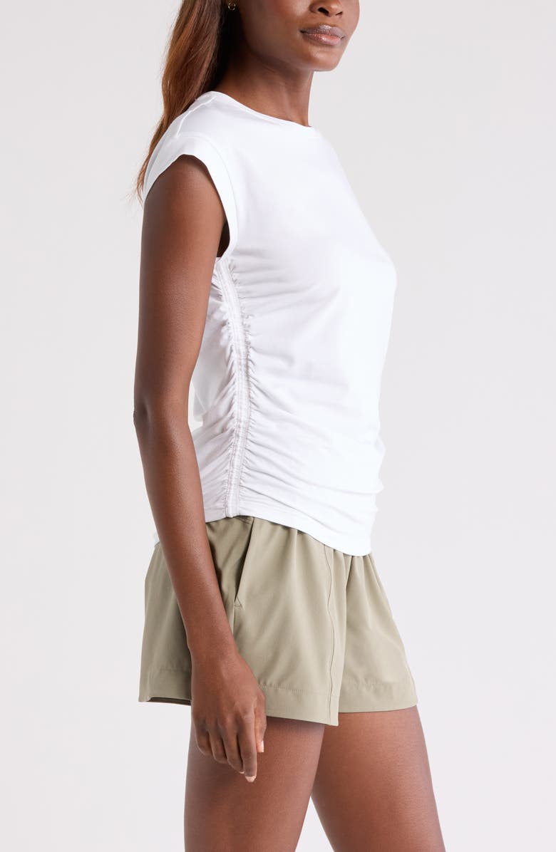 Zella Breezy Ruched Top, Alternate, color, White