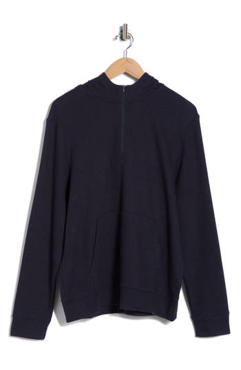 Z By Zella Waffle Knit Quarter Zip Hoodie In Blue