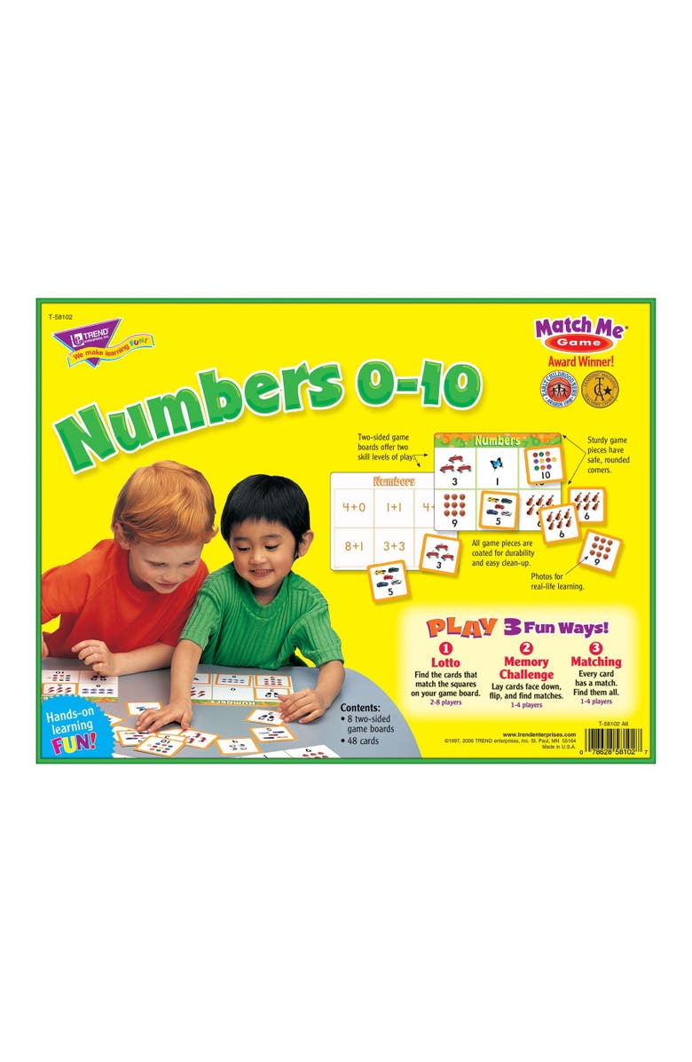 TREND Enterprises Numbers 010 Match Me Games, Kids Ages 3+, Alternate, color, Multicolored