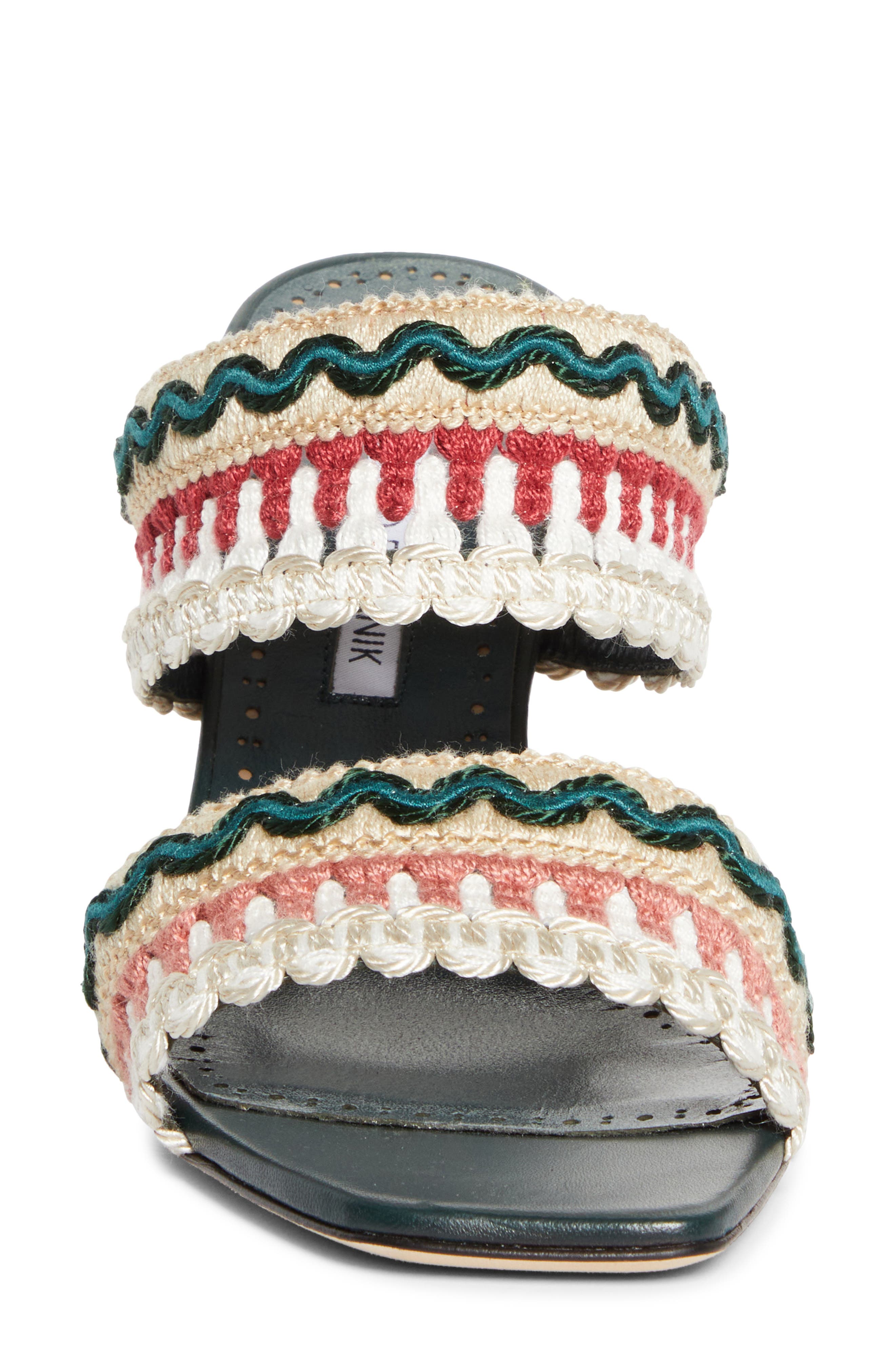 Manolo Blahnik Mabecomu Slide Sandal, Alternate, color, Ivory Multi