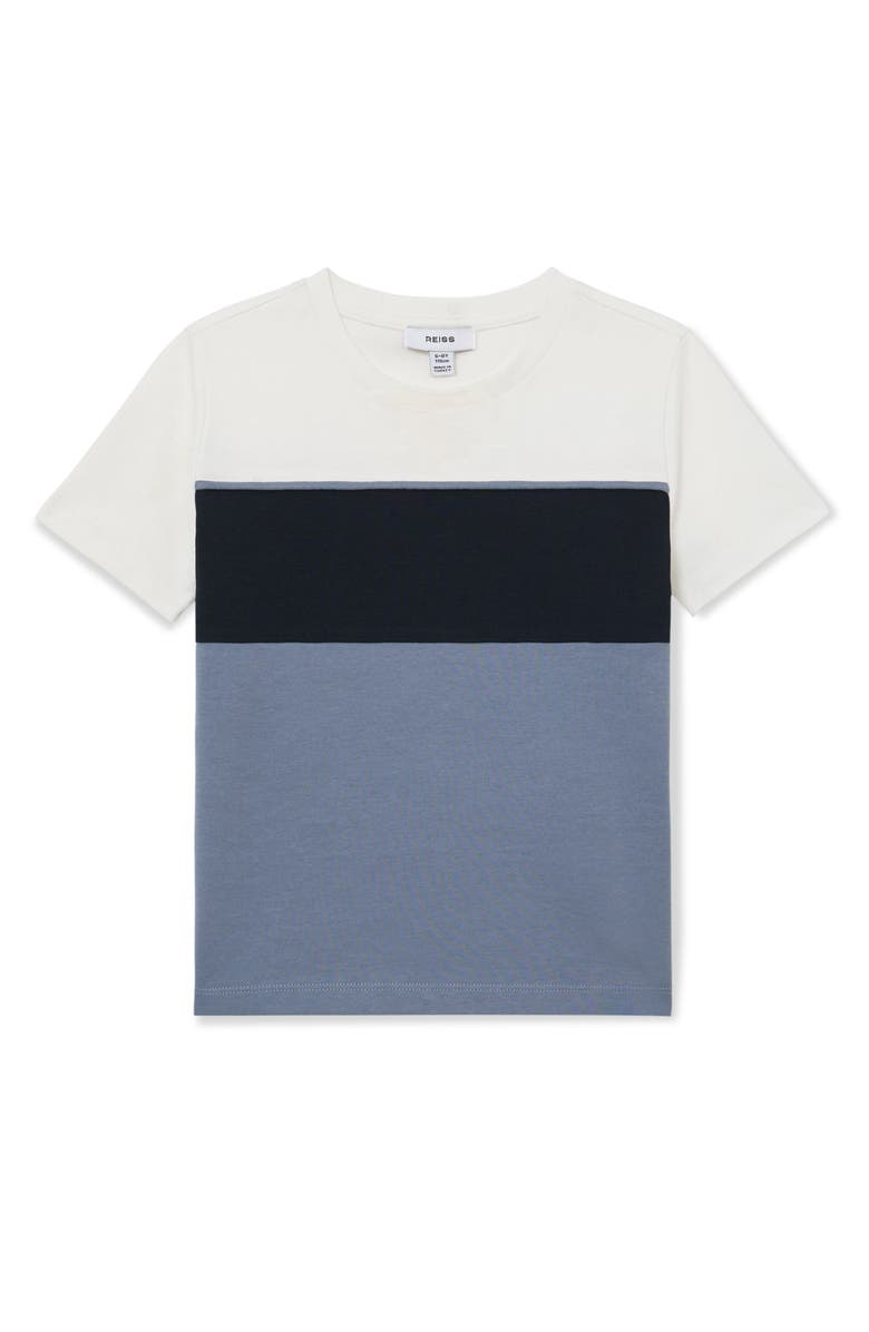 Reiss Kids' Cole Colorblock Wool T-Shirt, Main, color, Navy/ Airforce B