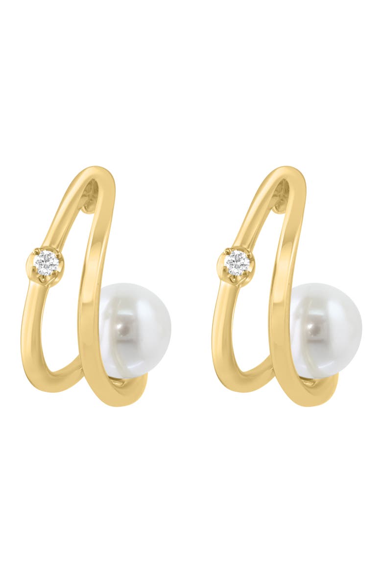 Diamond & Freshwater Pearl Earrings, Alternate, color, GOLD/ DIAMOND/ PEARL