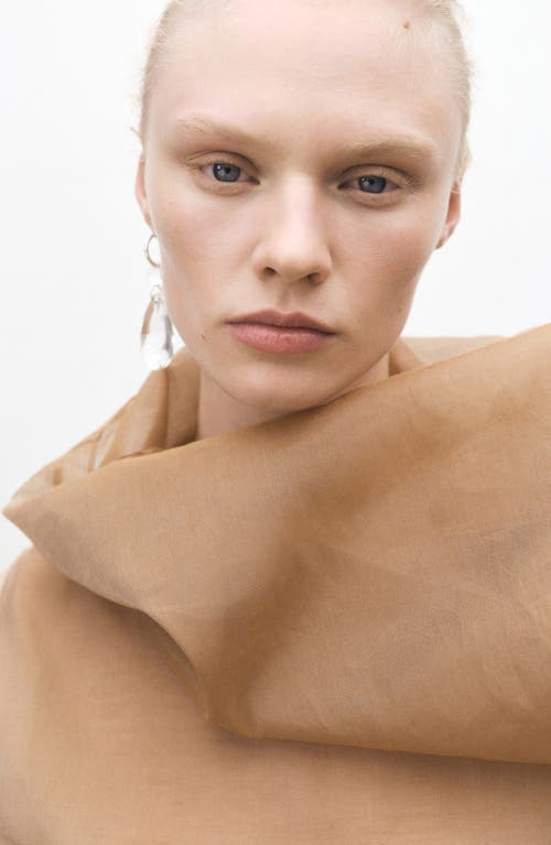 Mango Cotton & Silk Organza Top In Medium Brown