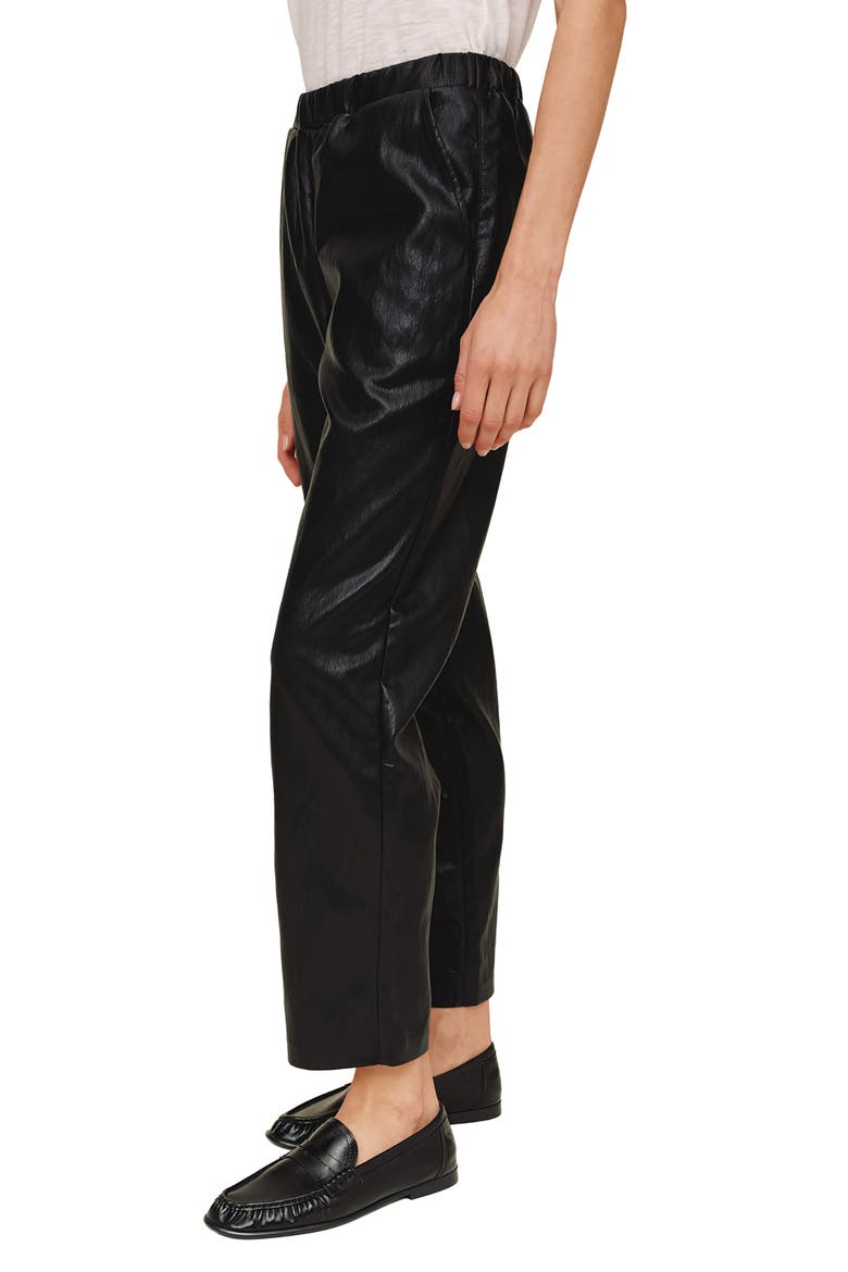 Faux Leather Pull-On Pants, Alternate, color, BLACK