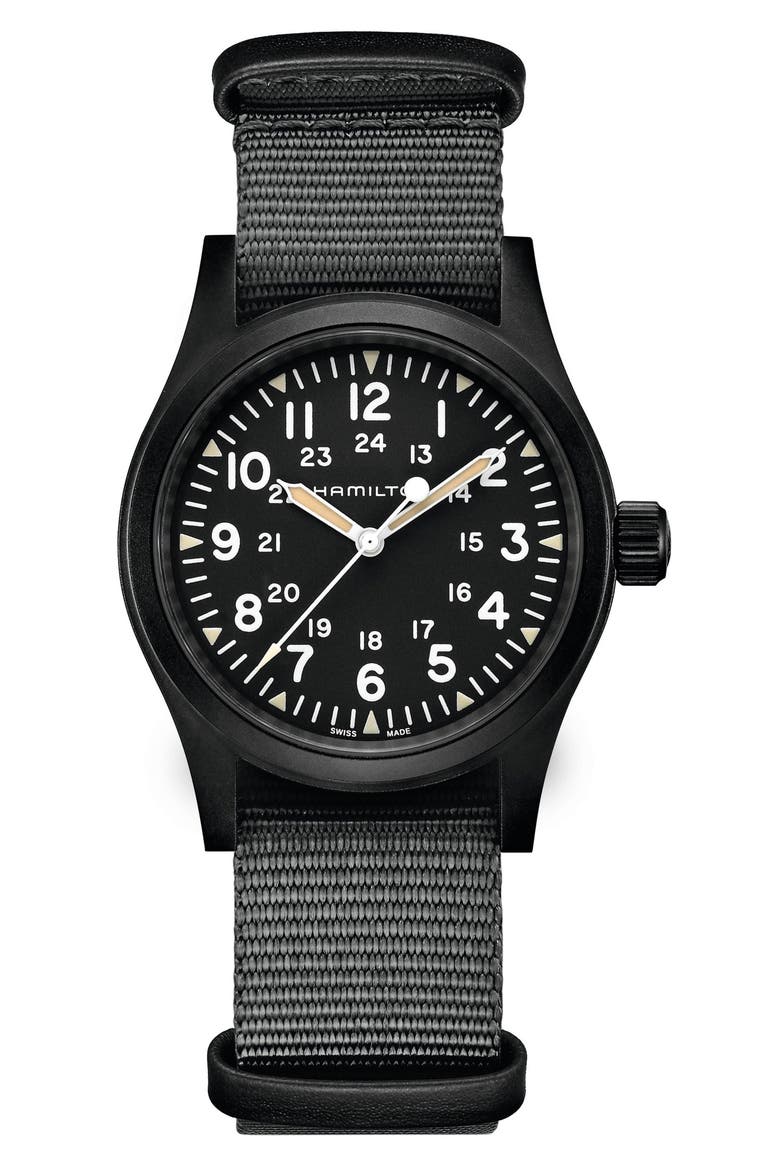 Khaki Field NATO Strap Watch, 38mm, Main, color, GREY/ SILVER