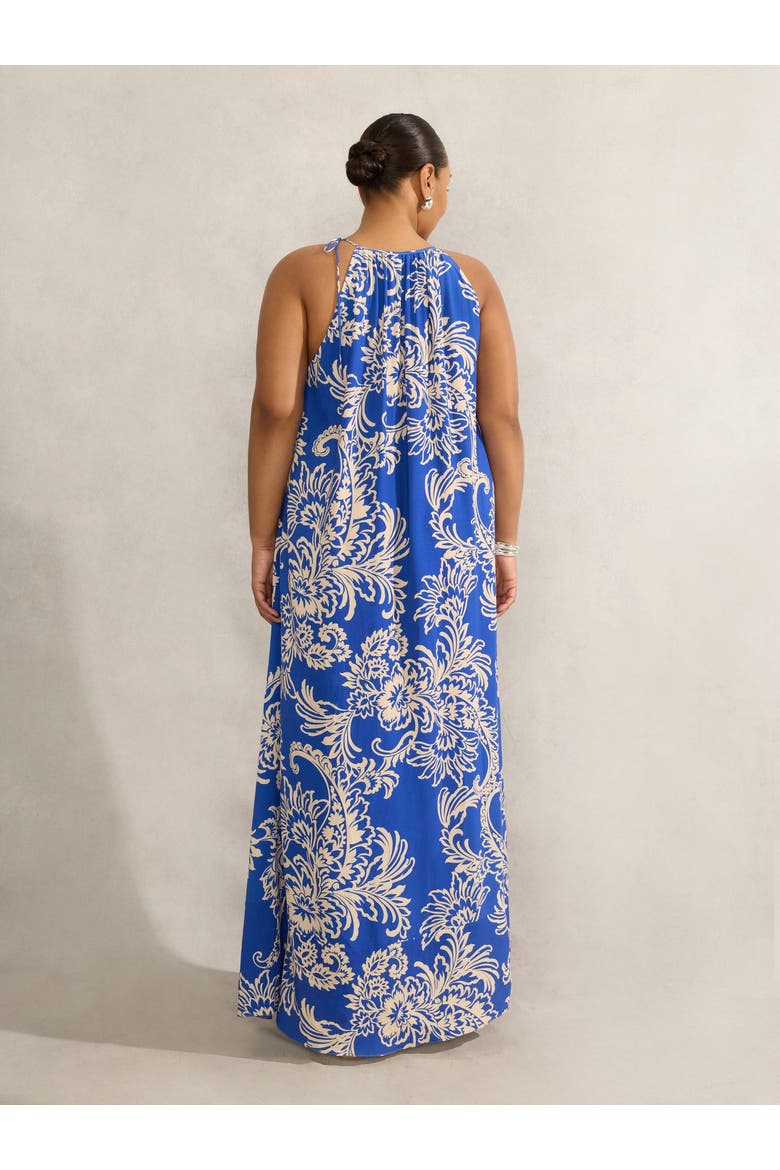 Floral Print Halter Neck Maxi Dress, Alternate, color, Blue