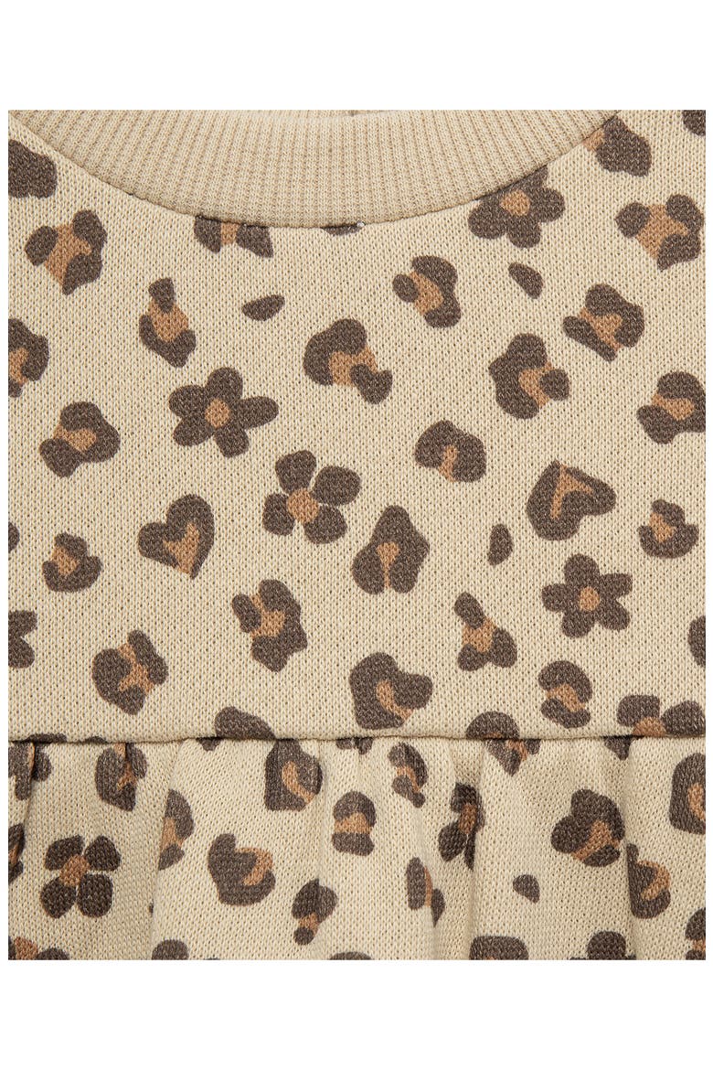 Kids' 3-Piece Leopard Sweatshirt Dress, Leggings & Headband Set, Alternate, color, TAN