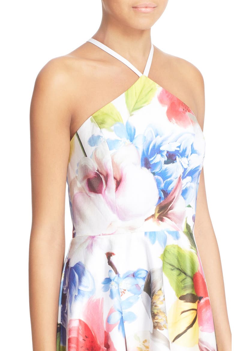 'Corpina' Floral Print Fit & Flare Dress, Alternate, color, WHITE