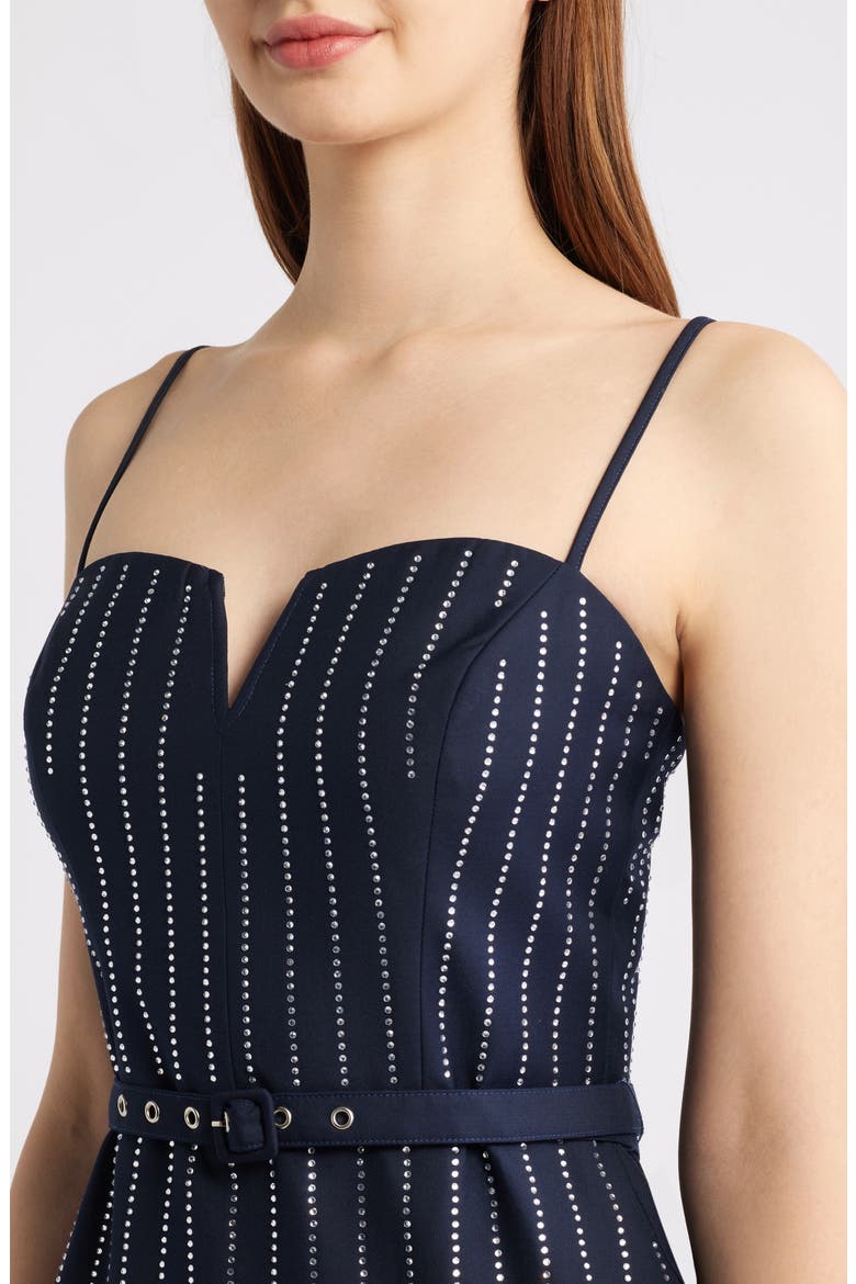 Rhinestone Stripe Midi Sheath Dress, Alternate, color, NAVY