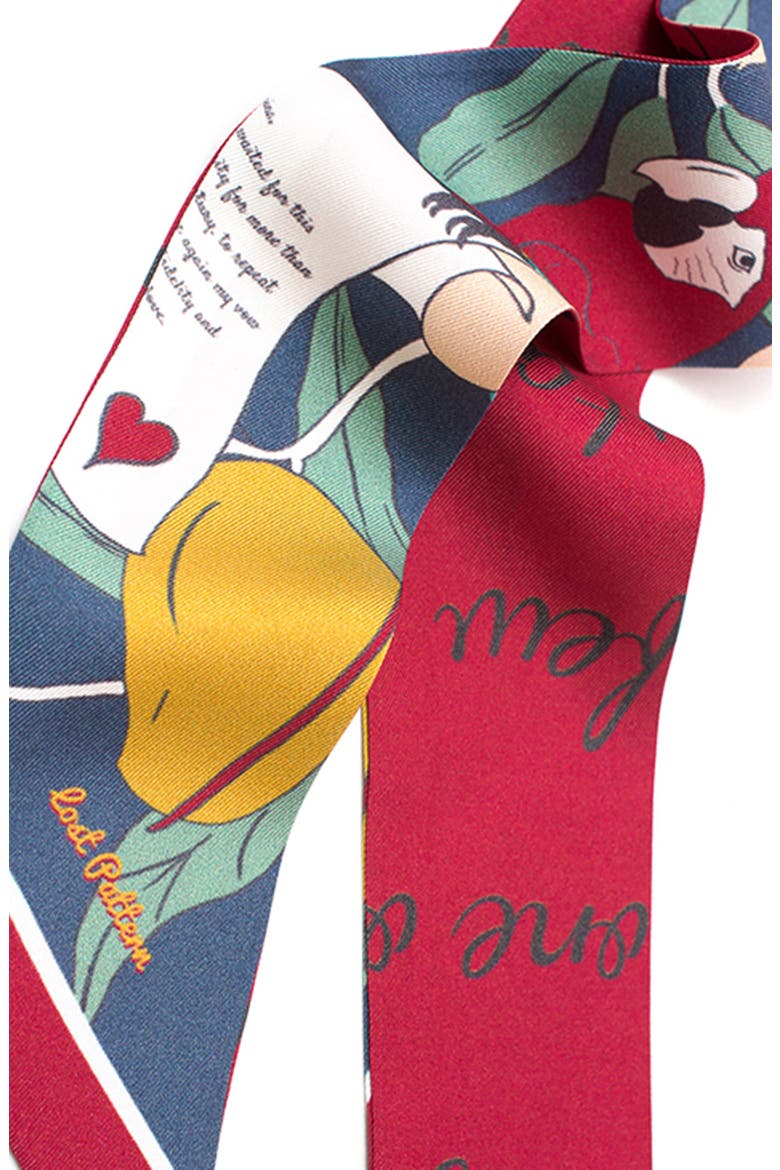 El Amor Skinny Silk Scarf, Alternate, color, RED