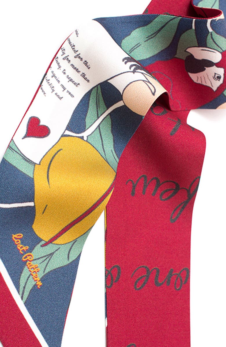Lost Pattern El Amor Skinny Silk Scarf, Alternate, color, 