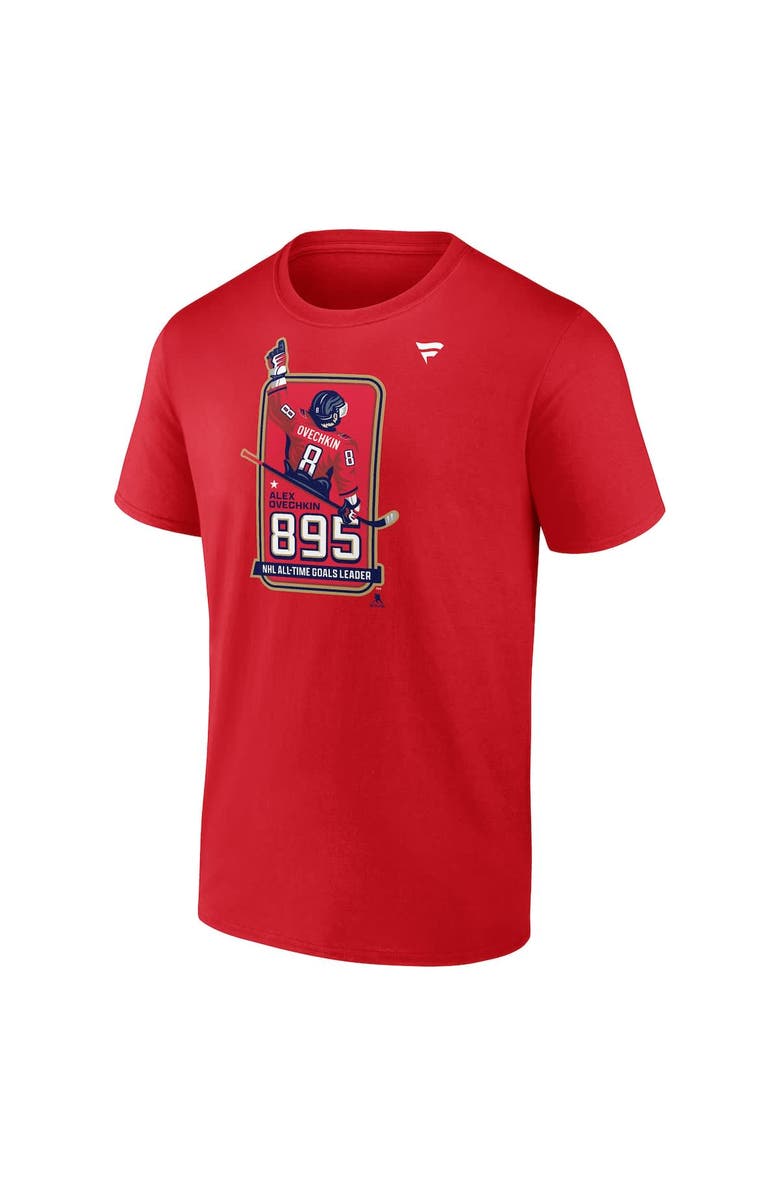 FANATICS Men's Fanatics Alexander Ovechkin Athletic Red Washington Capitals NHL All-Time Leading Goal Scorer Locker Room T-Shirt, Alternate, color, Athletic Red