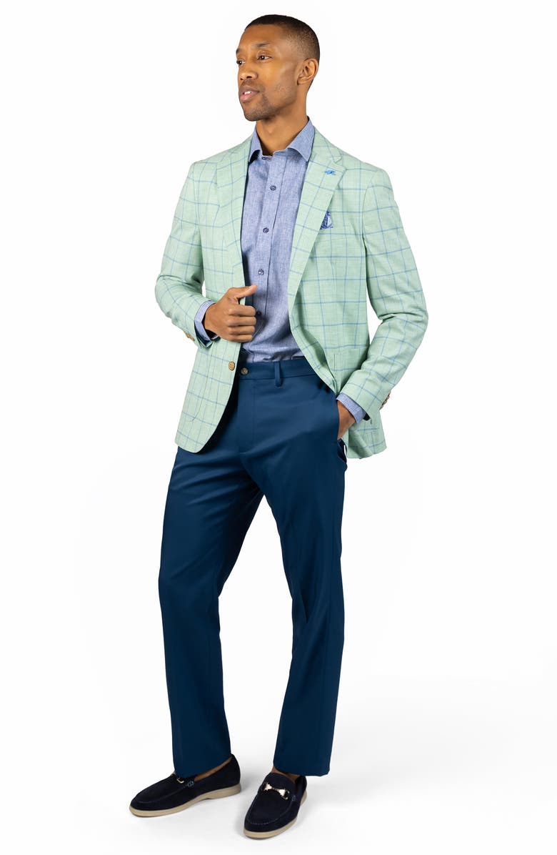 TailorByrd Mélange Yarn Dyed Windowpane Sport Coat, Alternate, color, Sage