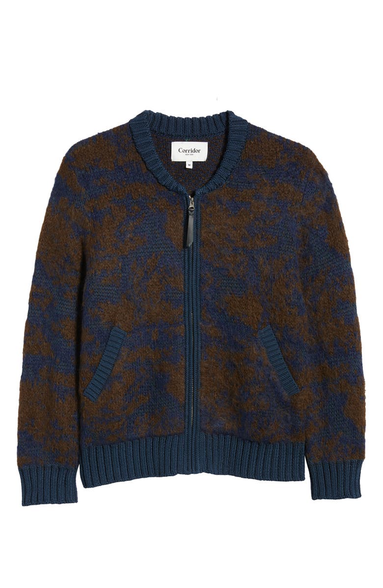 Corridor Jacquard Zip Sweater, Alternate, color, Navy