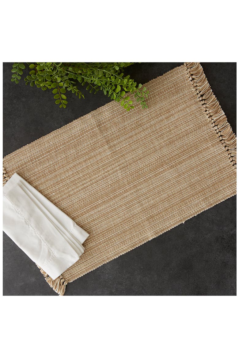 Variegated Fringe Set of 4 Placemats, Alternate, color, TAN