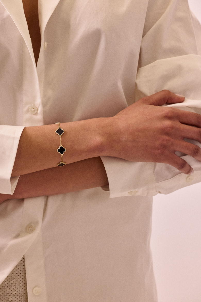 Icon Black Clover Bracelet, Alternate, color, Gold