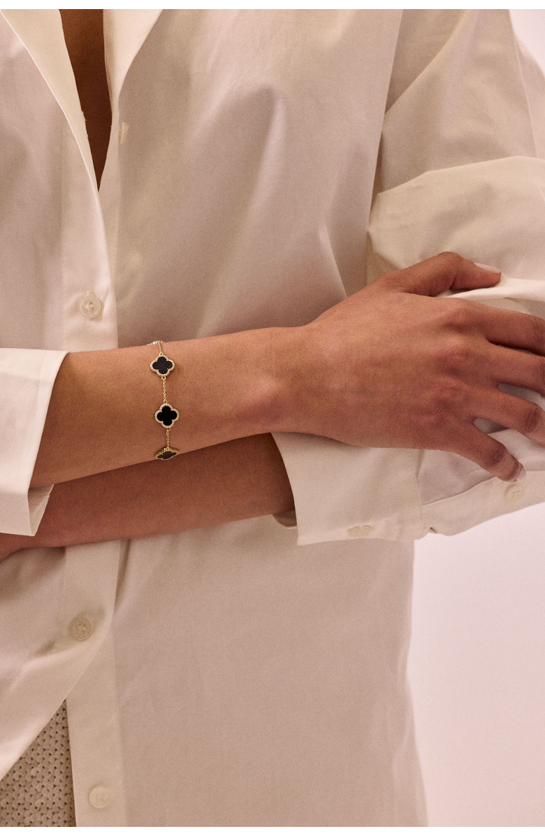 Electric Picks Icon Black Clover Bracelet, Alternate, color, Gold