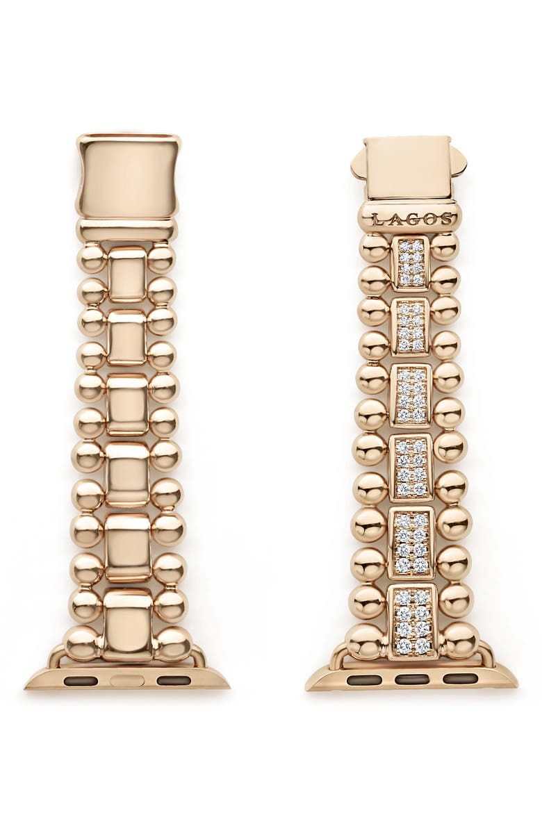 LAGOS Smart Caviar 18K Gold & Diamond Link 16mm Apple WatchÂ<sup>®</sup> Watchband, Alternate, color,