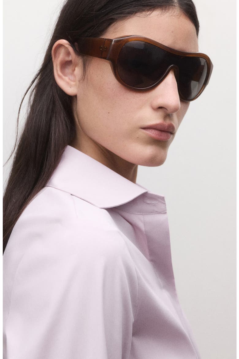 Fitted Crop Button-Up Shirt, Alternate, color, LILAC