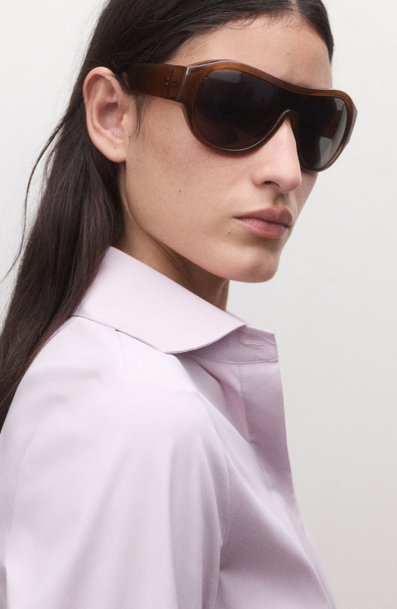 MANGO Fitted Crop Button-Up Shirt, Alternate, color, 