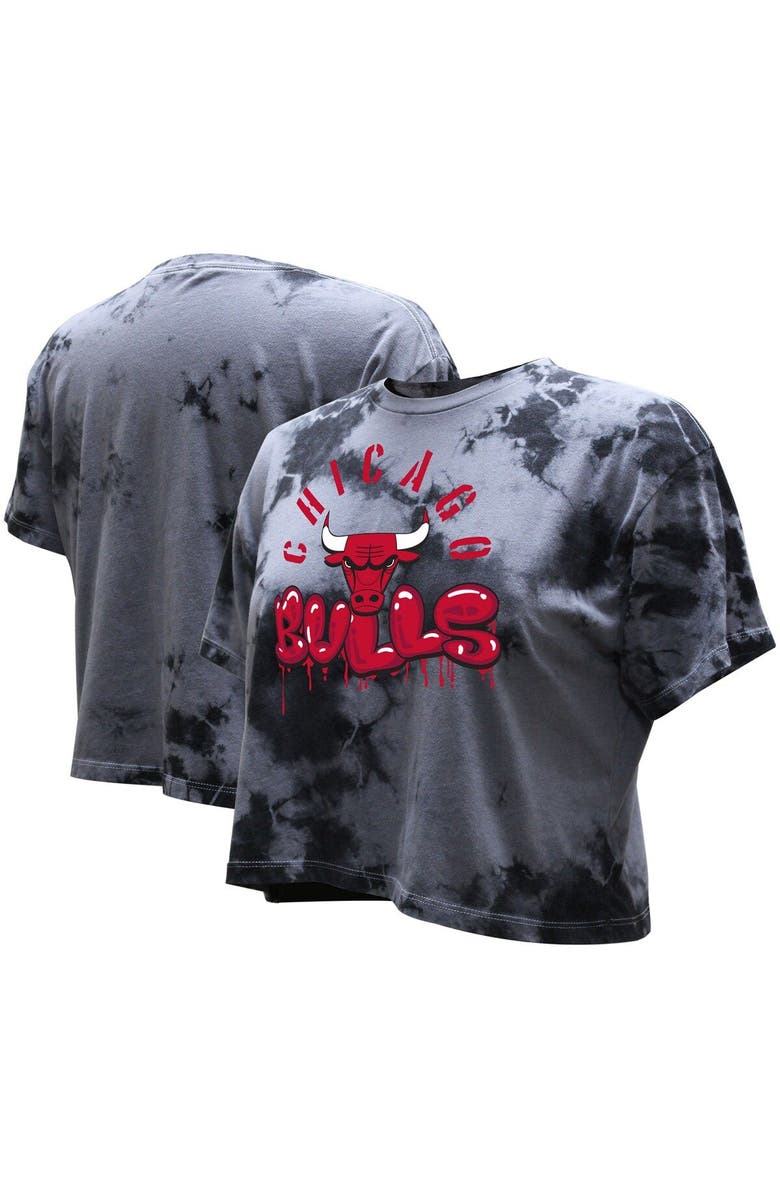 Stadium Essentials Women's Stadium Essentials  Charcoal Chicago Bulls Street Art Dark Crystal Washed Crop T-Shirt, Main, color, 