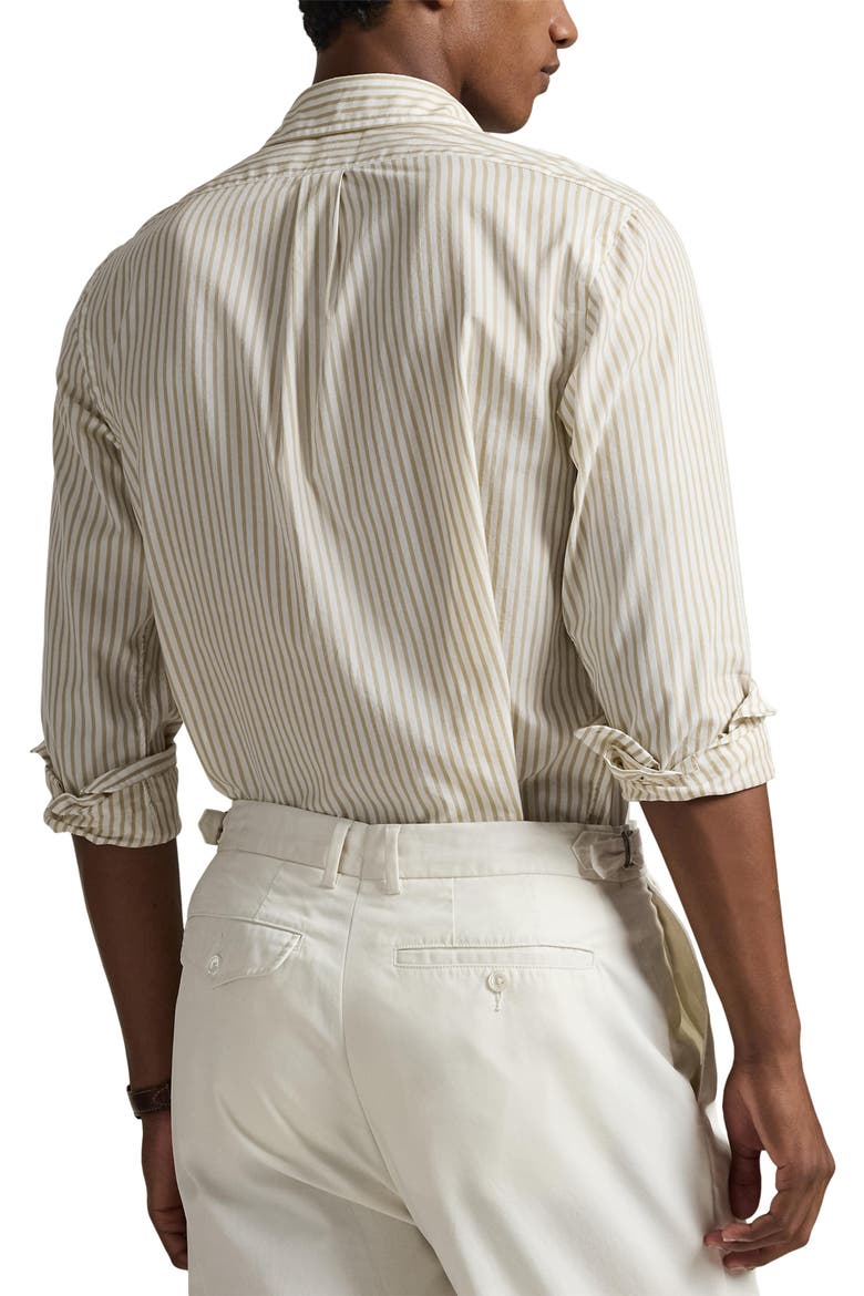 Classic Fit Stripe Cotton Broadcloth Button-Down Shirt, Alternate, color, WHITE COASTAL BEIGE