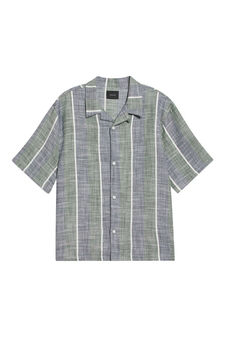 Sunset Cotton Slub Camp Shirt, Main, color, GREEN