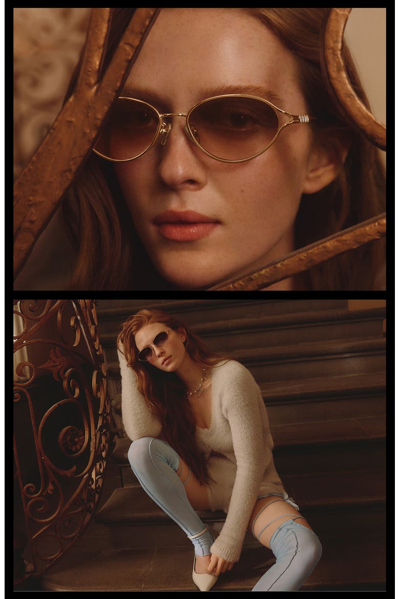 Formal Affair 55mm Round Sunglasses, Alternate, color, GOLD/ BROWN ROSE