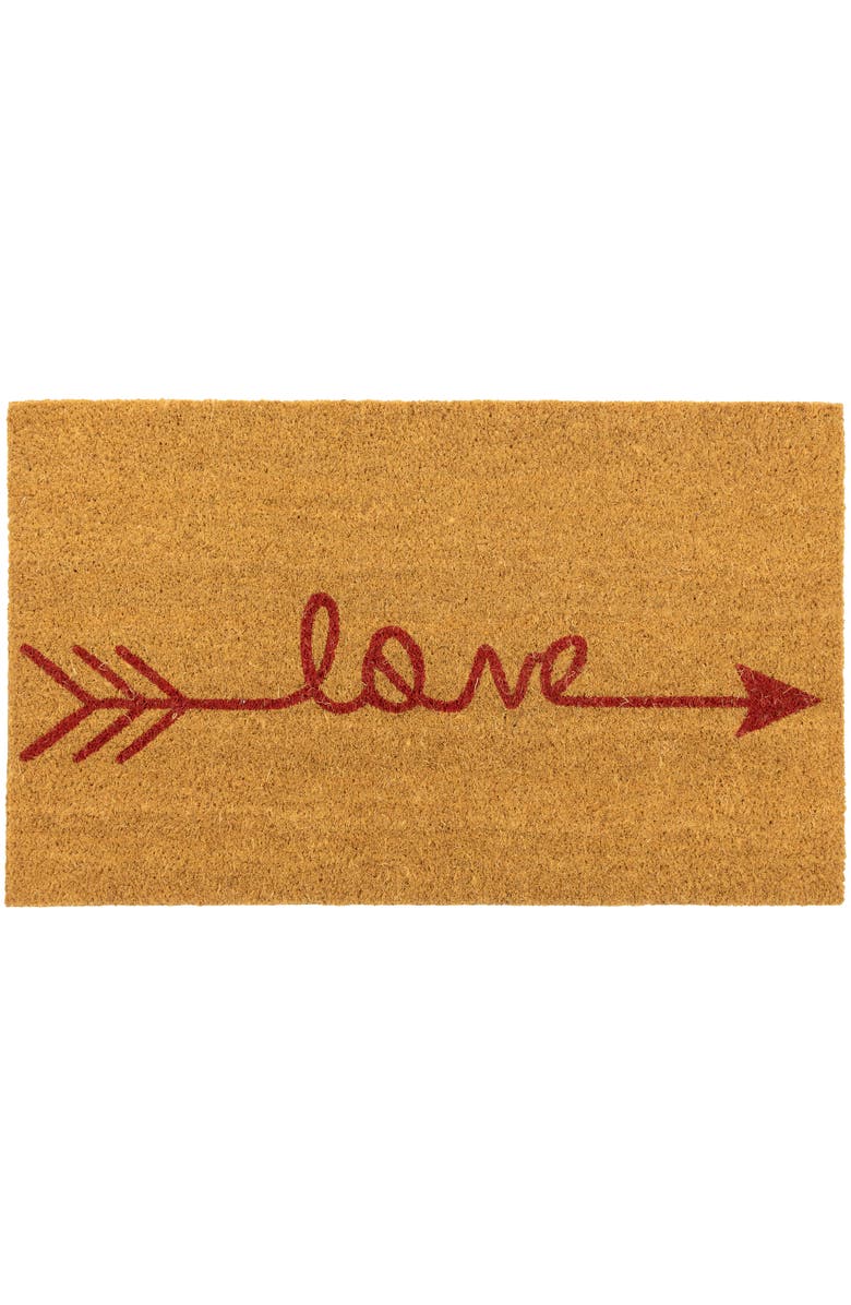 Northlight Natural Coir "Love" Arrow Outdoor Doormat 18" x 30", Main, color, Brown