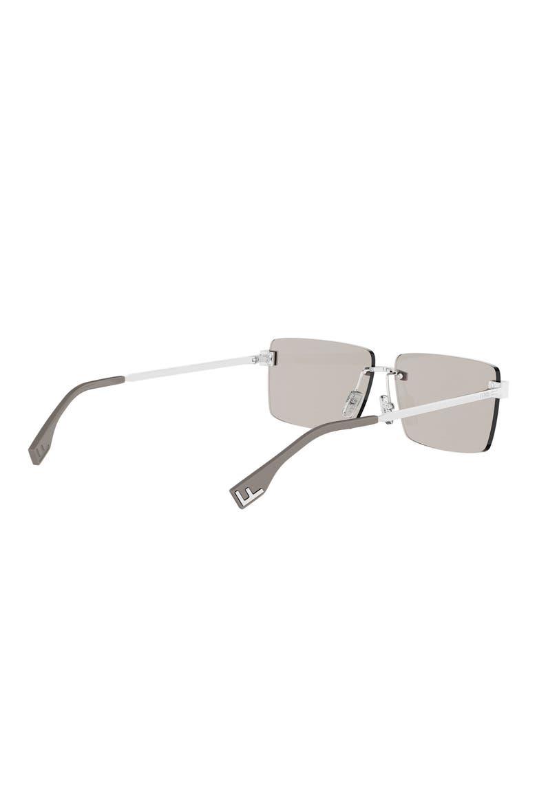Sky Rimless Rectangular Sunglasses, Alternate, color, SHINY PALLADIUM / BROWN MIRROR