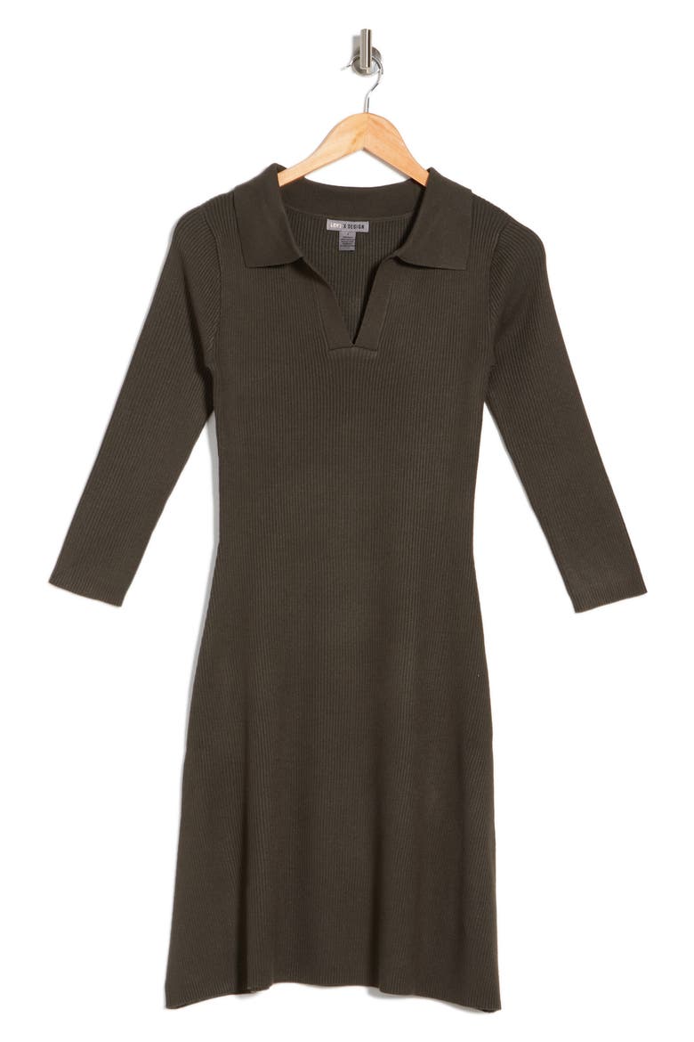 Vermont Johnny Collar Ribbed Sweater Dress, Alternate, color, RIFLE GREEN