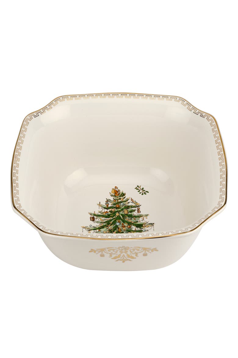 Gold Colure Code Spode Christmas Tree Gold Square Bowl 10