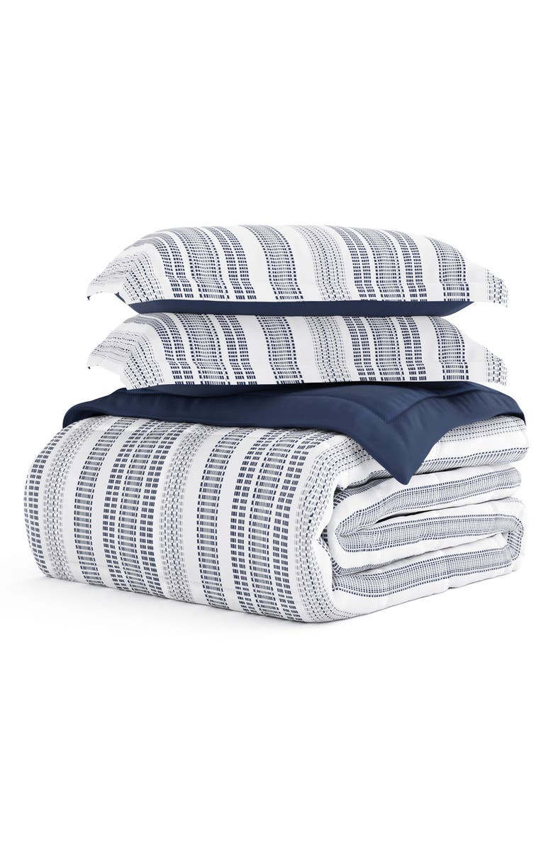 HOMESPUN Premium Down Alternative Farmhouse Dreams Reversible Comforter Set, Main, color, Navy