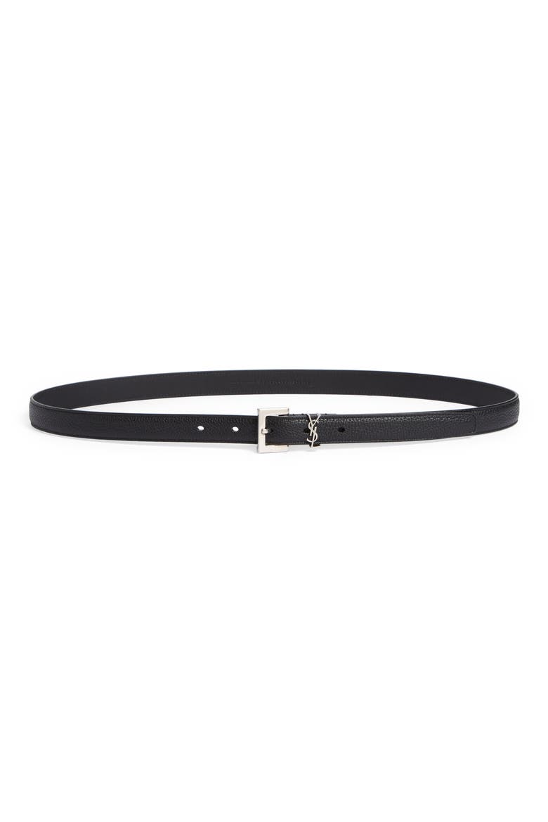 Monogram Leather Belt, Main, color, NERO