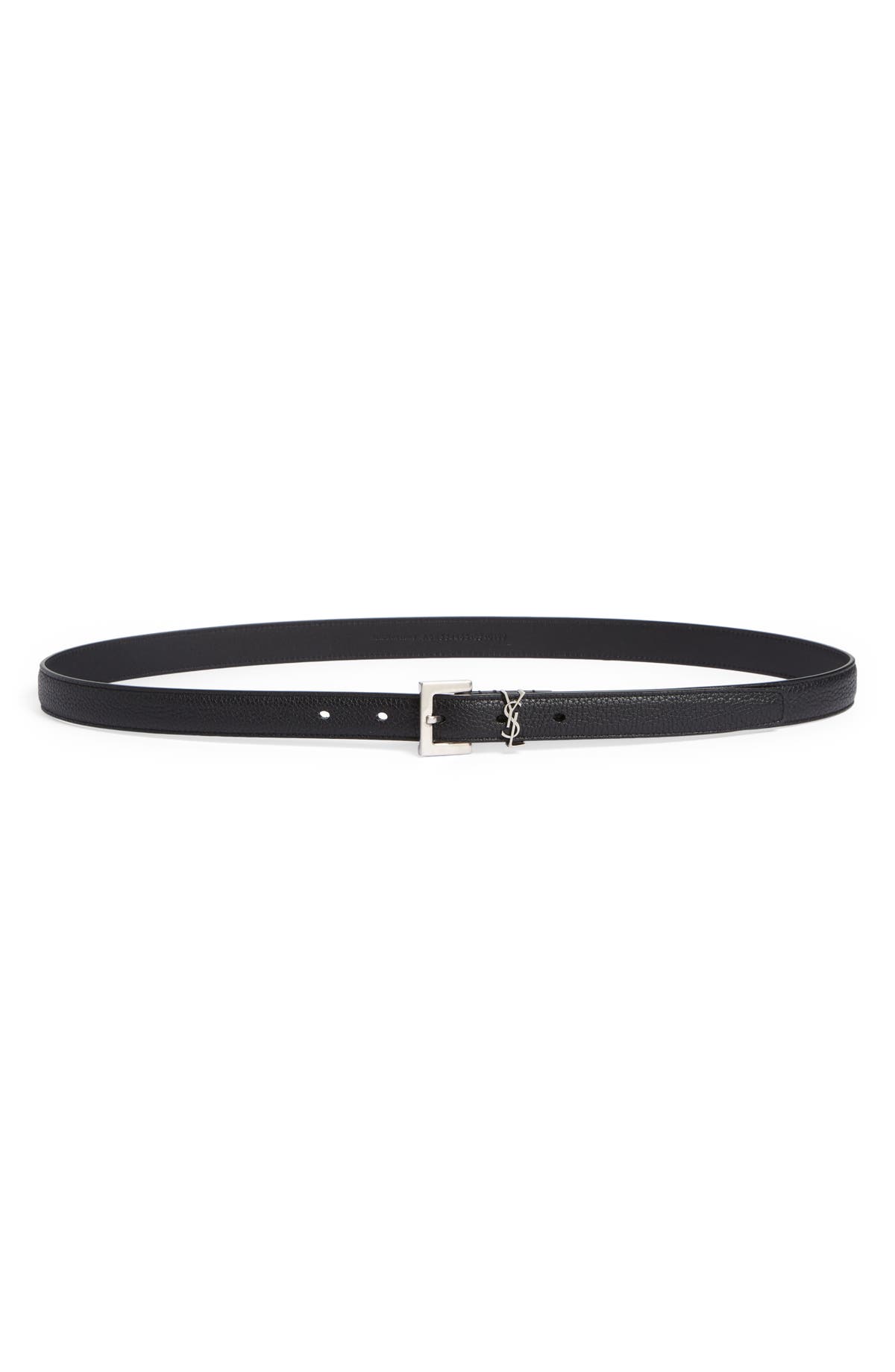 Saint Laurent YSL monogram leather belt in black