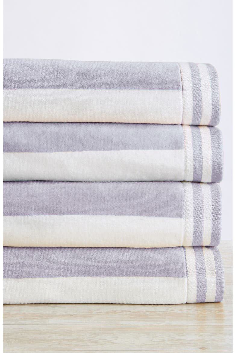 Oversize Stripe 4-Pack Beach Towels, Main, color, LAVENDER PURPLE