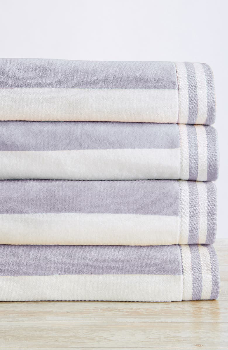 Woven & Weft Oversize Stripe 4-Pack Beach Towels, Main, color, Lavender Purple