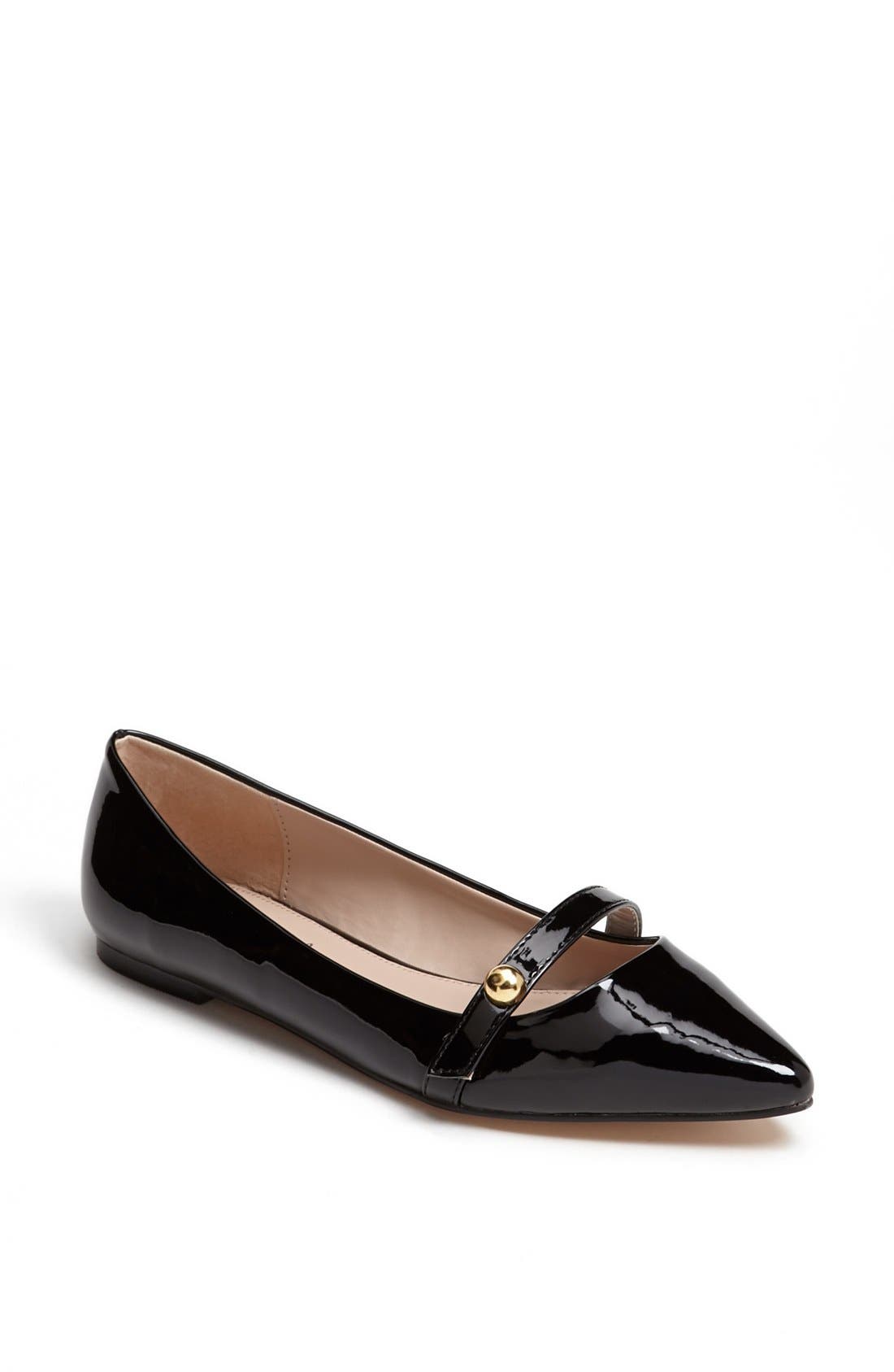 'Hanny' Pointed Toe Flat, Main, color, BLACK