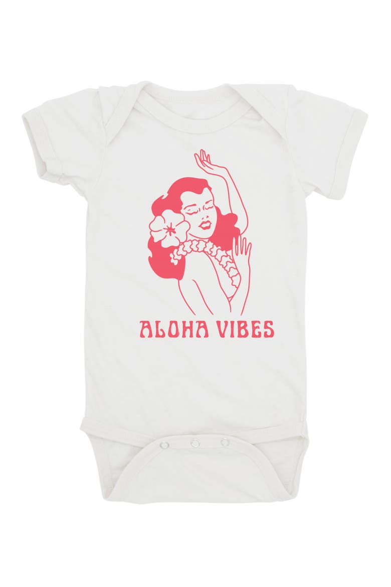 Aloha Vibes Cotton Bodysuit, Main, color, WHITE
