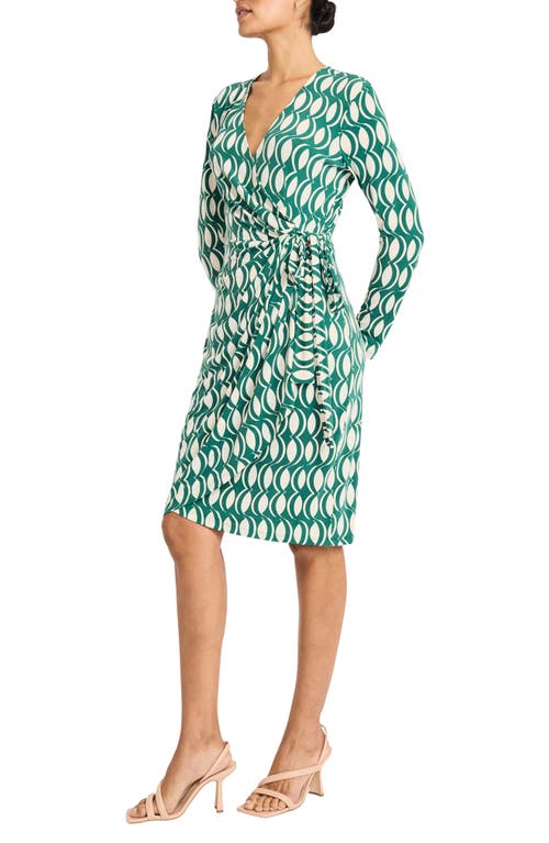 Maggy London Long Sleeve Wrap Dress In Multi