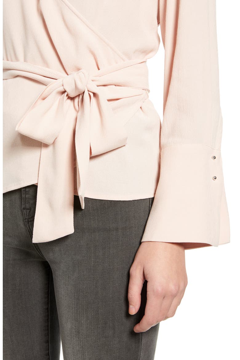 Long Sleeve Wrap Blouse, Alternate, color, PINK SMOKE