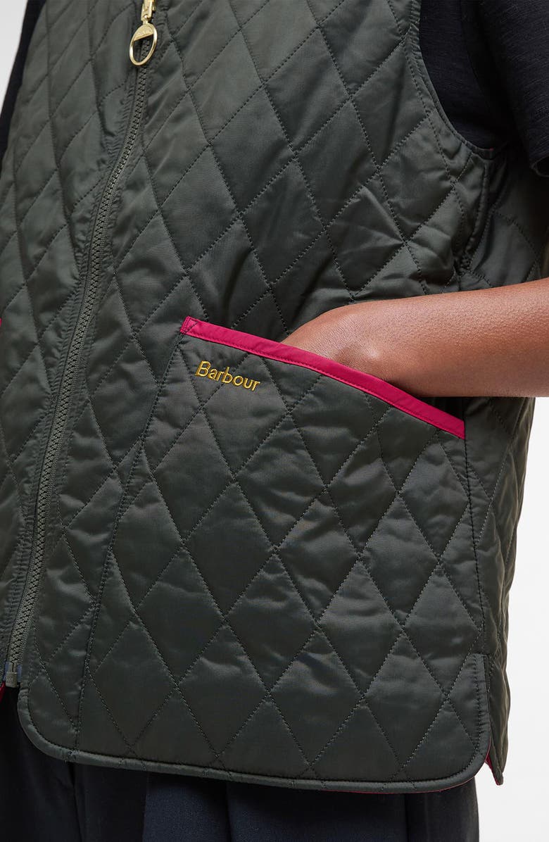 Barbour Reversible Quilted Vest, Alternate, color, Sage/ Zeni Pink