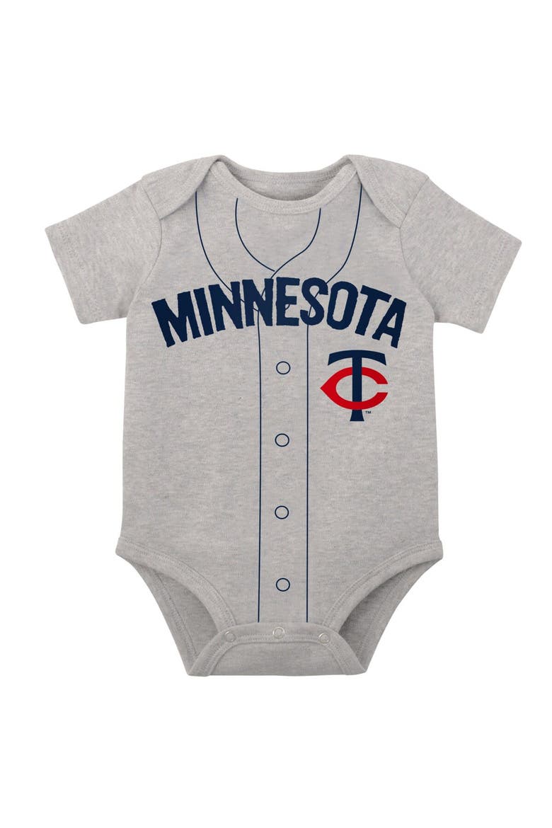 Infant White/Heather Gray Minnesota Twins Two-Pack Little Slugger Bodysuit Set, Alternate, color, White